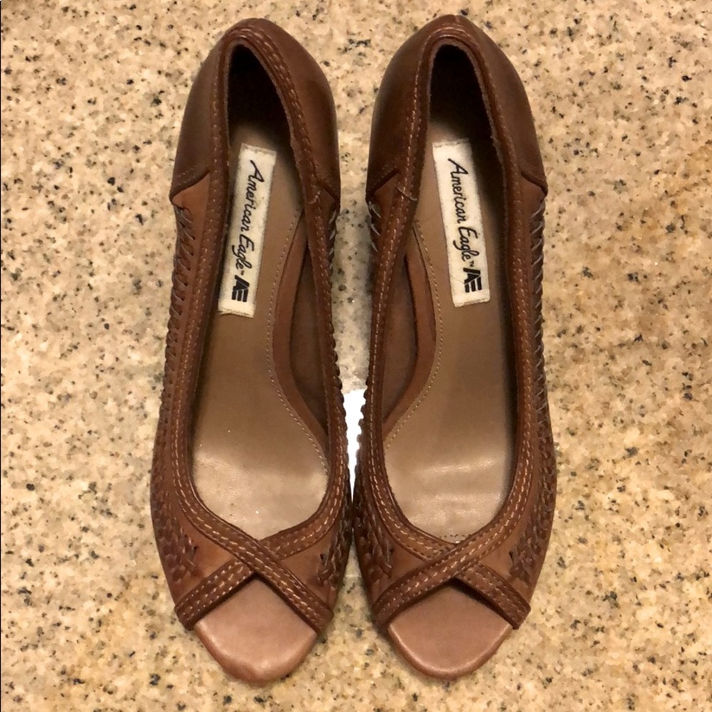 Brown leather heels